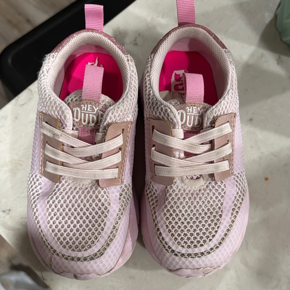 Hey Dude Girls SIROCCO Light Pink Sparkle SLIP-ON SNEAKERS - Picture 1 of 6